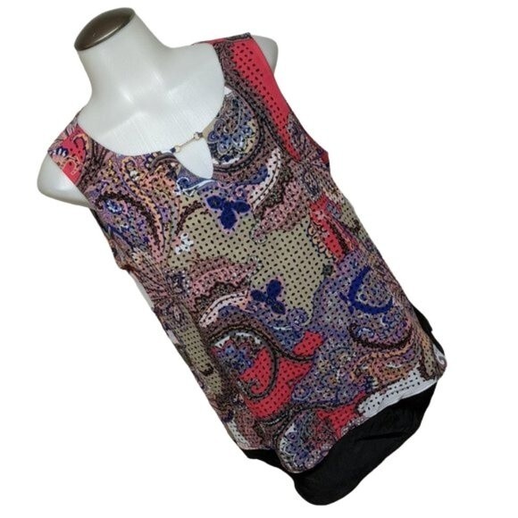 NWT Dana Buchman Top Medium Paisleys Sleeveless Laser Cuts T M NEW - Picture 1 of 9